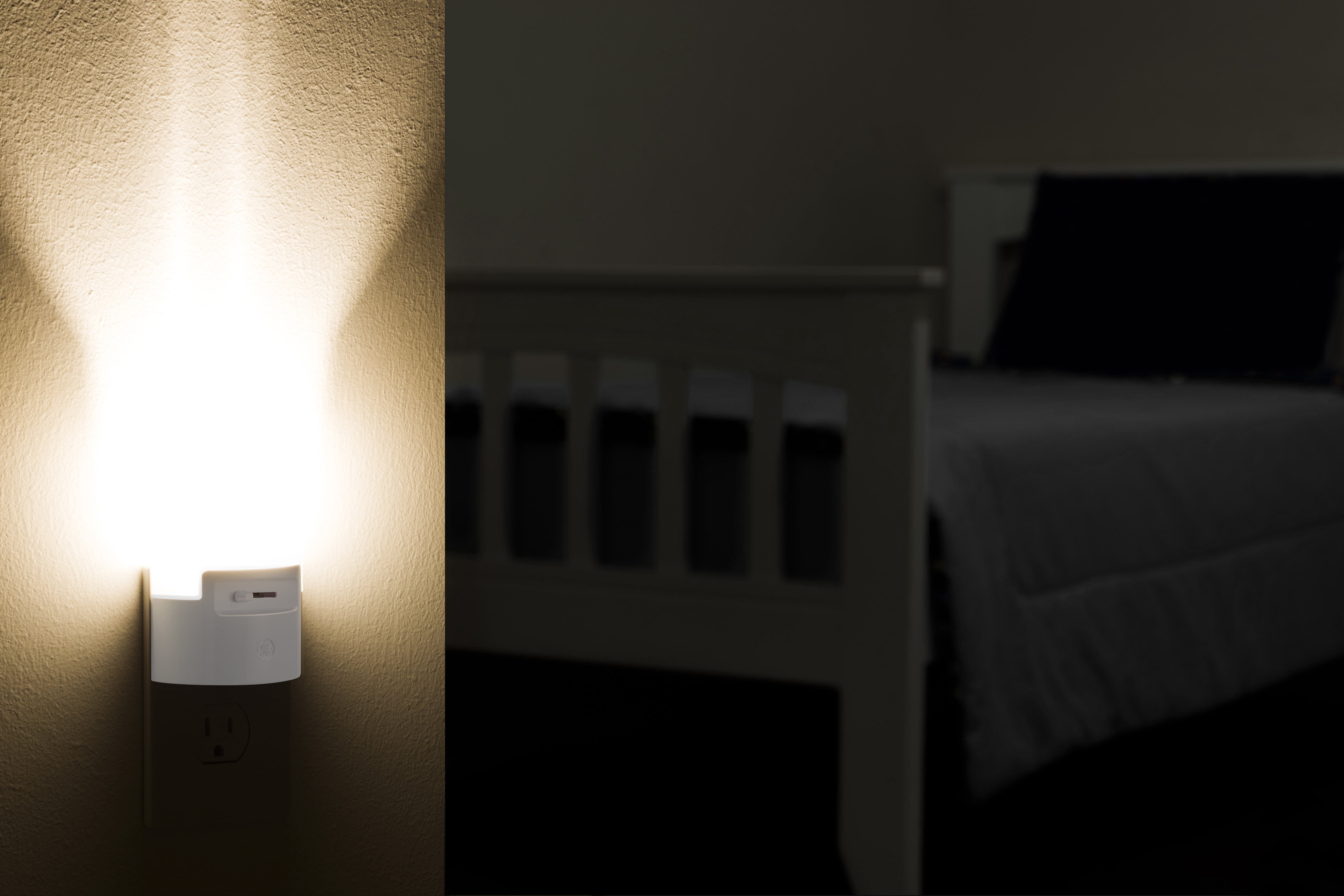 GE UltraBrite Sconce Night LED Light, Dimmable, Plug-In, Dusk-to-Dawn, White, 45123