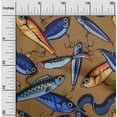 thumbnail image 2 of oneOone Cotton Flex Blue Fabric Fish Sewing Material Print Fabric By The Yard 40 Inch Wide, 2 of 6