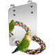 thumbnail image 1 of Jaula de cuerda con espejo para pájaros, para loros, periquitos, cacatúas y periquitos, con soporte de color, juguete, 1 of 5