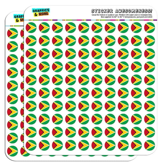 Guyana National Country Flag 1/2" (0.5") Scrapbooking Crafting Stickers