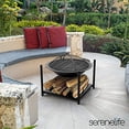 thumbnail image 3 of SereneLife Outdoor Wood Fire Pit - Steel BBQ Grill Fire Pit Bowl with Mesh Spark Screen, Cover Log Grate, Wood Fire Poker for Camping, Picnic, & Bonfire, 3 of 6