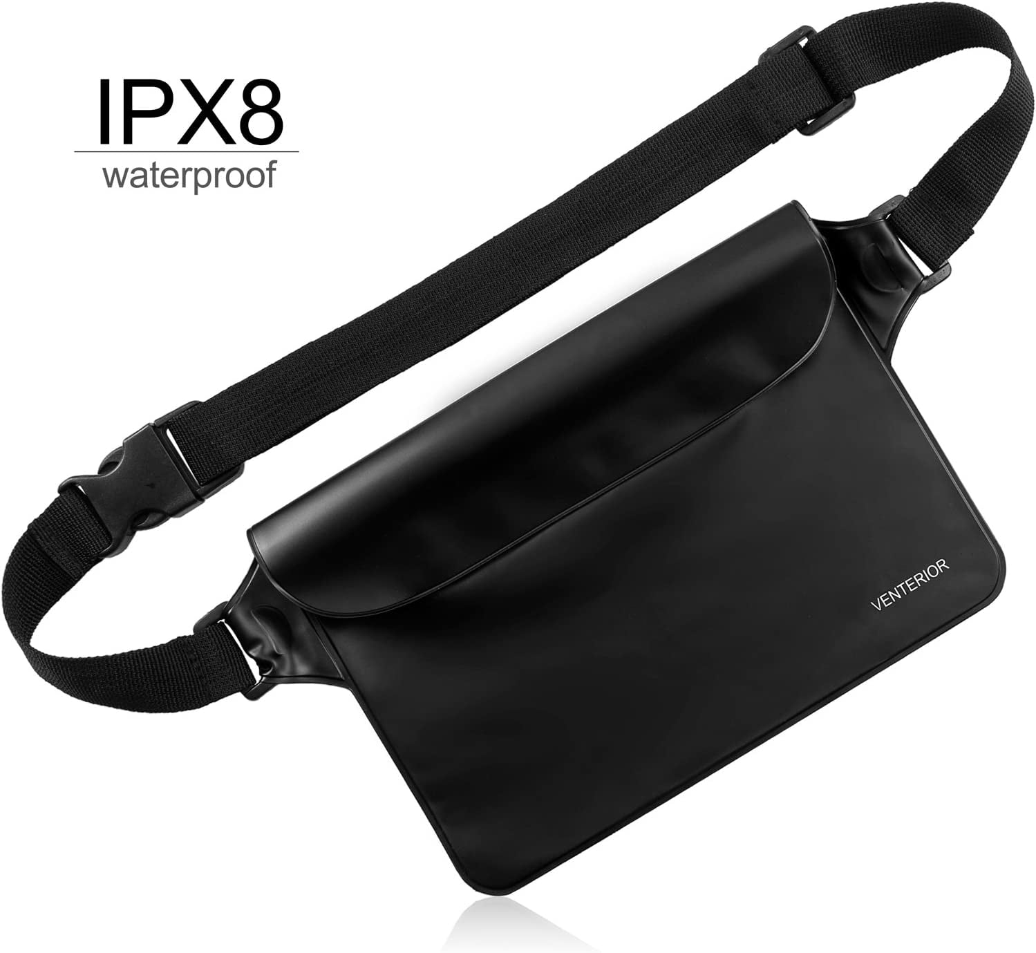 Waterproof Waist Pouch 2-Pack | Beach Accessories Fanny Pack for Swimming Snorkeling Sailing Kayaking Pool Water Parks Keep Your Phone Wallet Safe and Dry (White & Black)