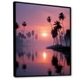 thumbnail image 2 of Designart "Sunset By The Lavender Lagoon I" Palms & Palm Trees Floater Framed Wall Art Prints, 2 of 5