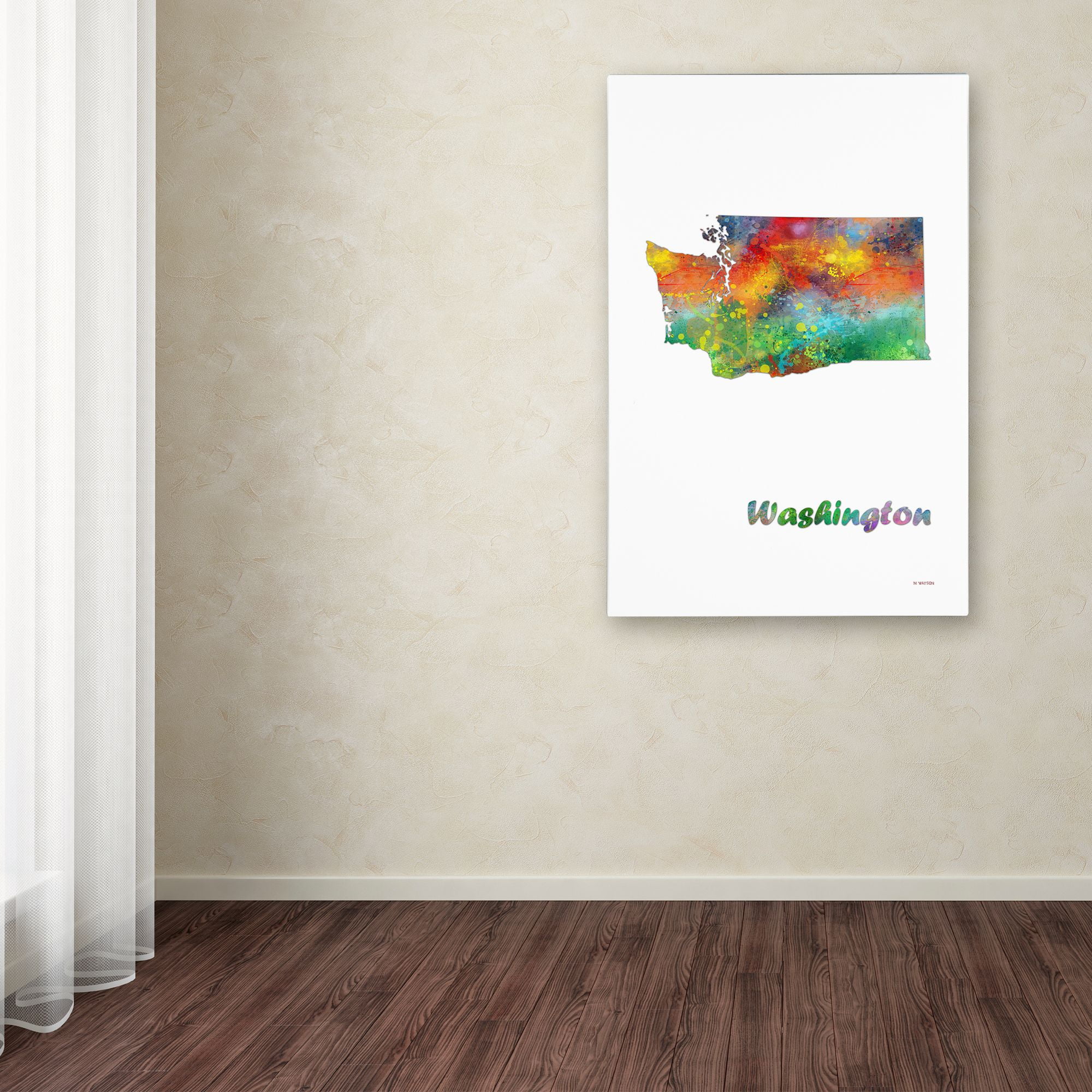 Trademark Fine Art "Washington State Map-1" Canvas Art by Marlene Watson