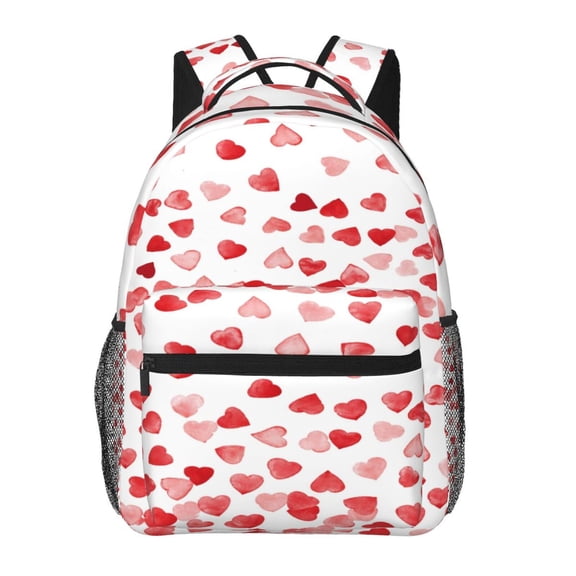 Red Love Backpack Lightweight Rucksack Travel Bag for Men and Women