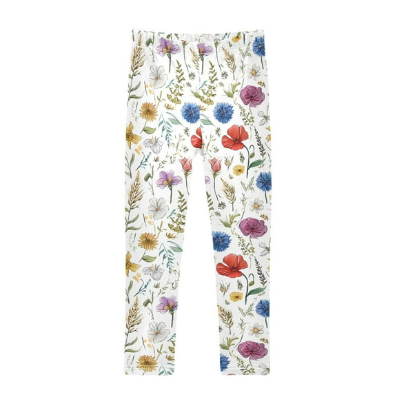 joogoo Girls' Leggings Summer Flowers Yoga Pants 6T