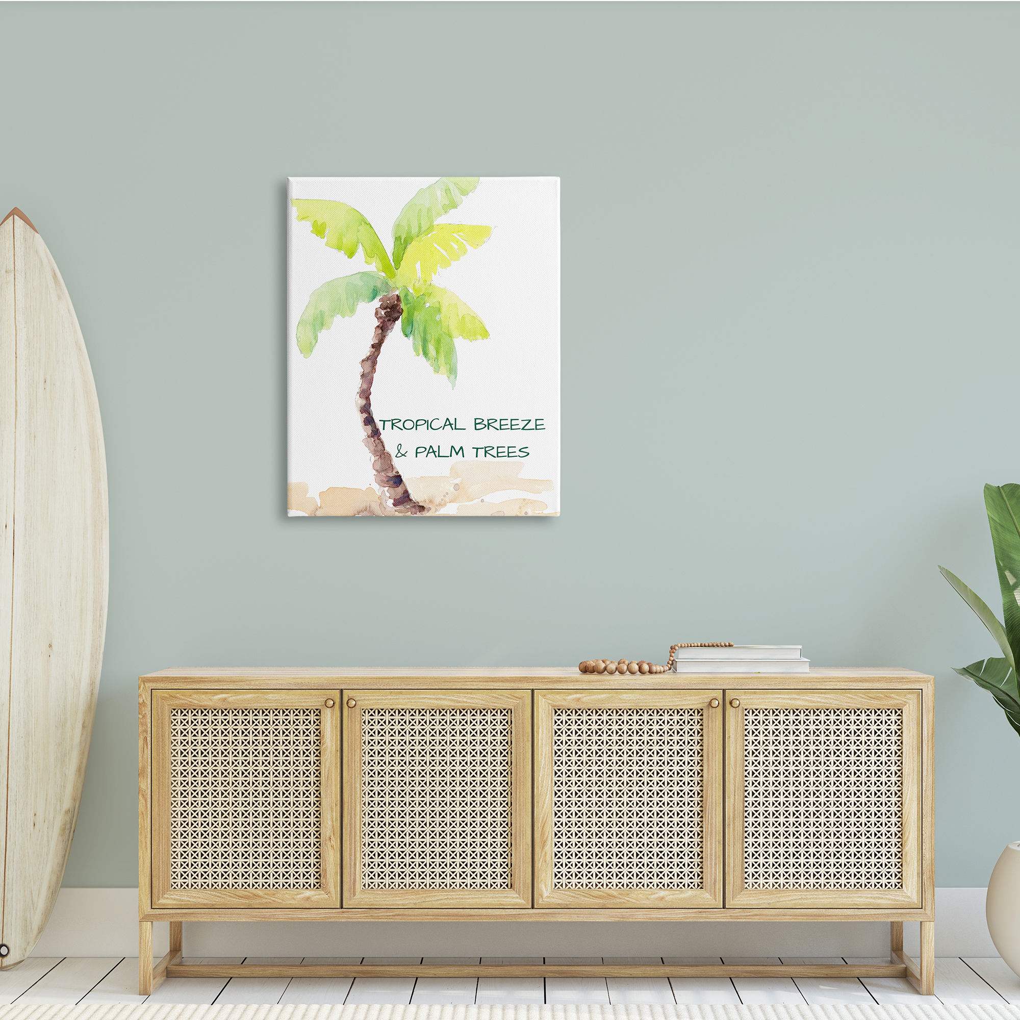 Stupell Indtries Tropical Breeze & Palm Trees Phrase Soft Beach,30 x 40,Design by Lanie Loreth