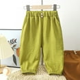 thumbnail image 2 of ZACPNCV Boys Girls Cotton Linen Pants Child Basic Plain Solid Trousers Big Kids Elastic Waist Long Pants 5-6 Years, 2 of 6