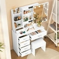 thumbnail image 6 of Teousev Makeup Desk Vanity Table with Sliding Mirror, 10 LED Lights & Stool, Dressing Table with 6 Drawers, Shelves, White, 6 of 8