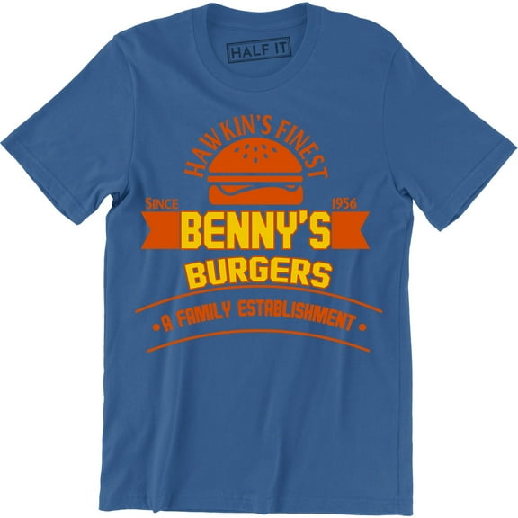 Hawkin's Finest Benny's Burgers A Family Established Men's Tee Shirt