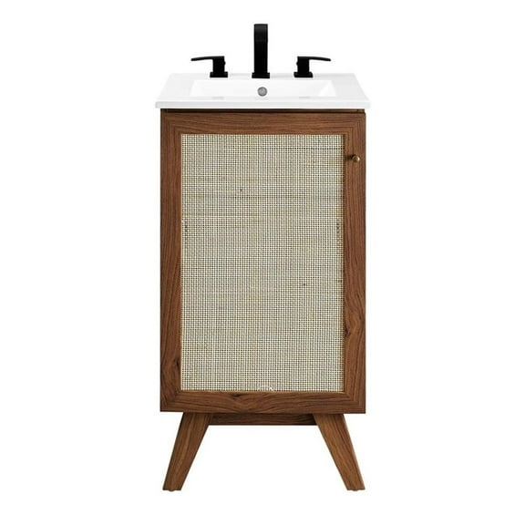 Modway Soma 18” Bathroom Vanity in Walnut White