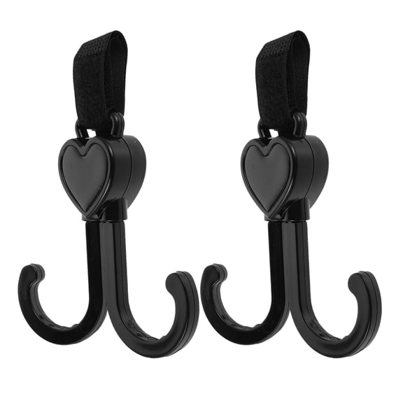 LOLIPPYY 2Pcs Universal Pram Bag Hooks for Strollers Pushchairs and Walkers Heavy Duty Black