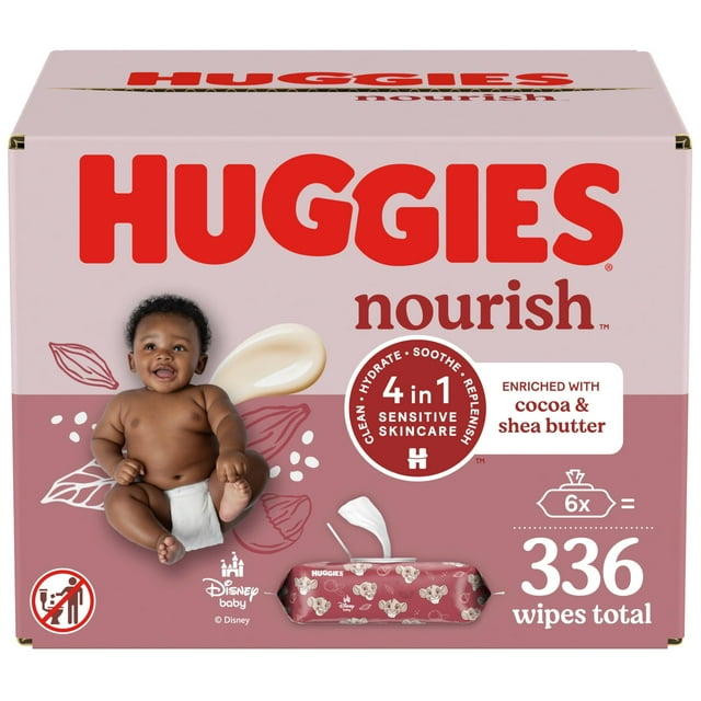 Toallitas húmedas Huggies Nourish Scented 336 toallitas para bebés (6 paquetes)