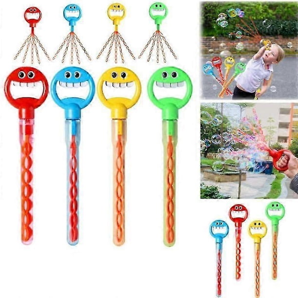 32 Hole Smiling Face Bubble Stick With Bubbles Refill,children's Bubble Wand Toy