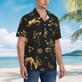 thumbnail image 5 of Easygdp Christmas Gold Deers1 Men's Hawaiian Shirts Print Lapel Short Sleeve for Beach, vacation, party, casual occasions - Small, 5 of 9