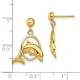 thumbnail image 3 of 14k Yellow Gold 2-D & Polished Dolphin Jumping Through Hoop Earrings, 3 of 7