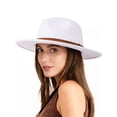 thumbnail image 6 of Gustave Wide Brim Fedora Panama Hat for Women Men Western Rancher Suede Hat with Belt Buckle - White, 6 of 7