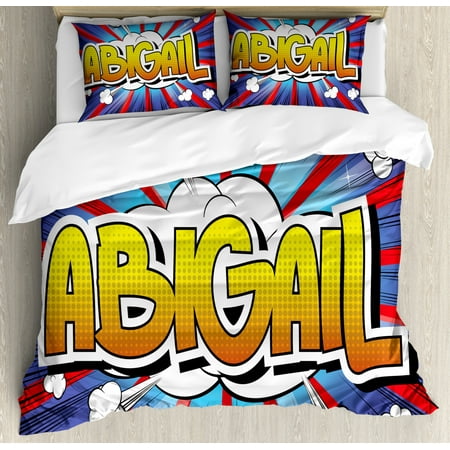 Abigail Queen Size Duvet Cover Set Comic Book Style Female Name