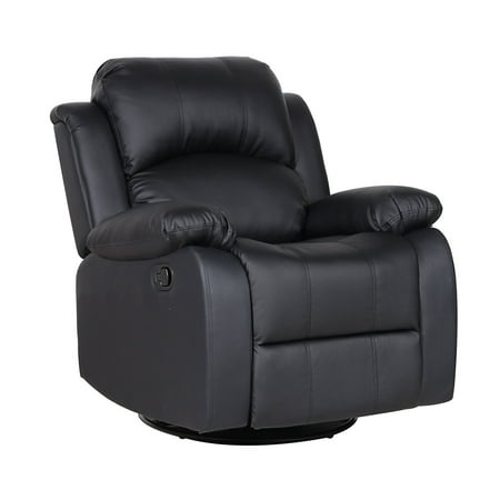Bonded Leather Rocker And Swivel Recliner Living Room Chair Black Bonded Leather Rocker And Swivel Recliner Living Room Chair Black
