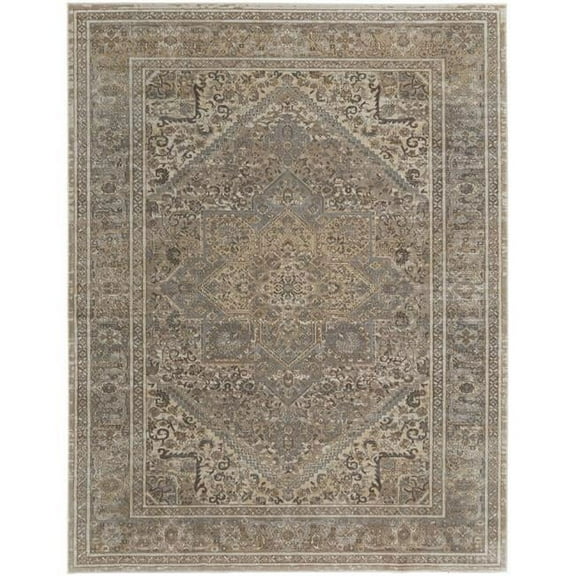 12 x 15 ft. Tan Brown & Ivory Floral Power Loom Distressed Rectangle Area Rug - Tan Brown and Ivory - 12 x 15 ft.