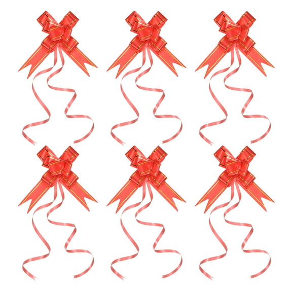 Uxcell 2.8inch Pull Bows Present Wrapping String Bows Ribbon Gold Thread Style Red 40 Pack