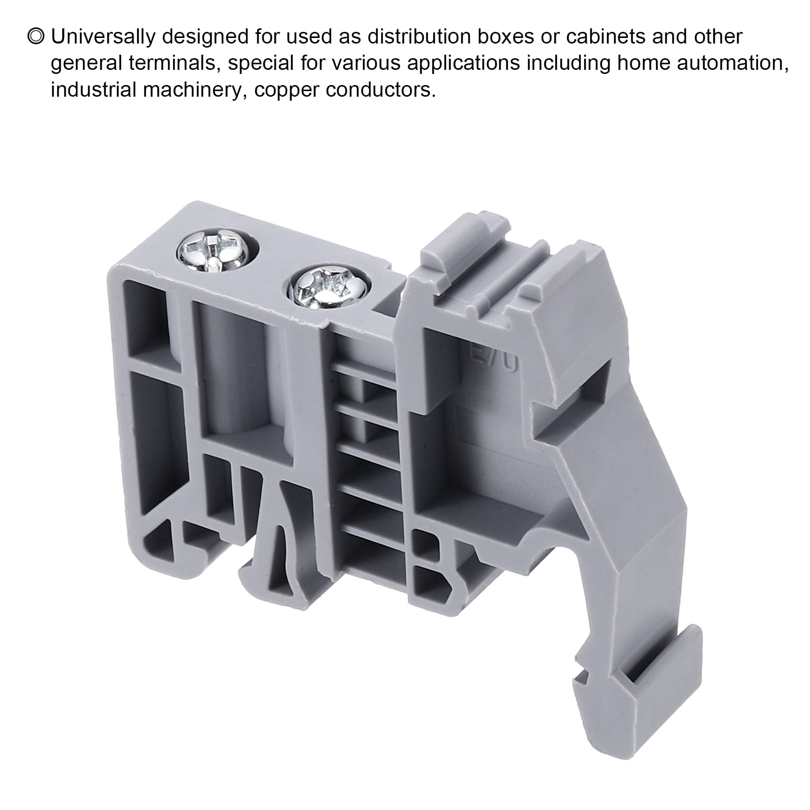 Uxcell Terminal Blocks 80 Pack E-UK Rail Mount Fuse Holder Screw Terminal Block Wire End Bracket Stopper Din Rail Screw for DIY Electronic Circuits Machine Appliances, Gray