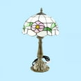 thumbnail image 2 of Renovators Supply Tiffany Style Table Desk Lamp Antique Brass Base Floral Stained Glass Home Decor Light for Reading, Night Lighting, Bedside Lamp 18.75" Tall Lamp, 2 of 7