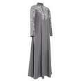 thumbnail image 5 of Luxalzxs Fashion Women Muslim Dress Islamic Lace Stitching Long Sleeve Maxi Dress, 5 of 5
