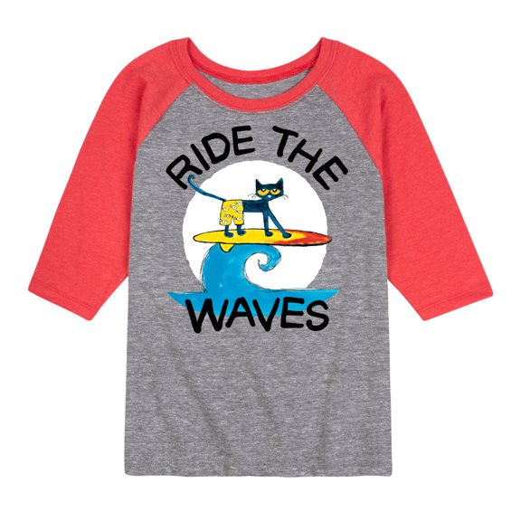 Pete The Cat - Ride The Waves - Toddler And Youth Raglan Graphic T-Shirt
