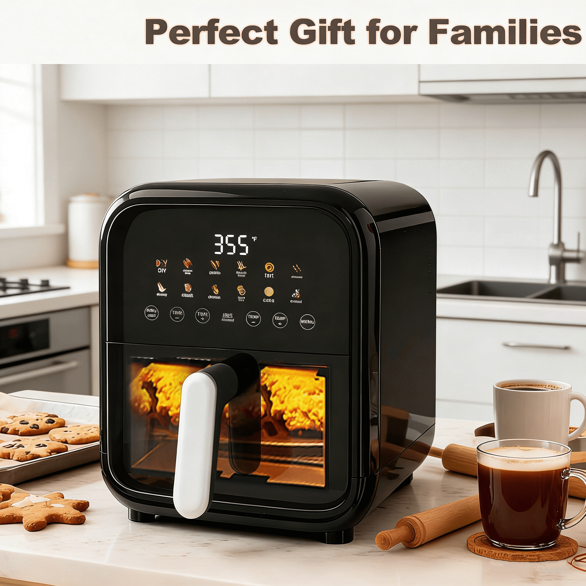 Air Fryer, 7.9QT Digital Air Fryer with Viewing Window, 12-in-1 Multi-Function, Air Fry, Roast, Dehydrate, Reheat & More, 400°F Max Temperature, Nonstick Basket, Easy Clean, 1700W for Family