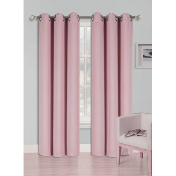 Pink color K68 2-Piece indoor and outdoor thermal unlined sun blocking grommet window curtain set of 2 panels 37" inch x 84" inch 100% privacy