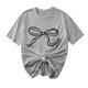 thumbnail image 1 of Primavera Top Mujeres Moda Casual Nueva Cinta de Arco Impresa Cuello Redondo Camiseta de Manga Corta, Camiseta de Cuello Tripulado, 1 of 8