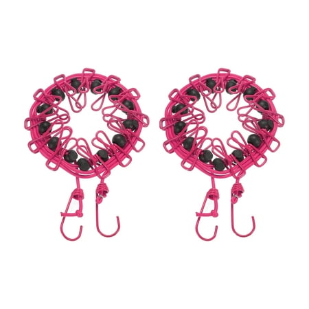 

Uxcell 1.85M/6.07ft Windproof Elastic Portable Clothesline with Clips Fuchsia 2 Pack