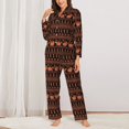 thumbnail image 2 of Salouo Vintage Pumpkin Pattern Pattern Women's Pajamas Set Long Sleeve Button Down Sleepwear Soft Pj Lounge Sets for women 2 Piece Pjs Set with Long Pants-Small, 2 of 7