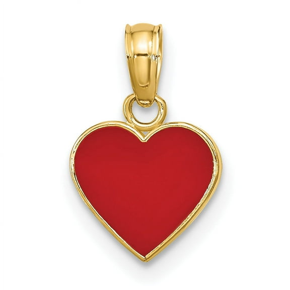 14K Polished Red Enameled Heart Pendant K6892