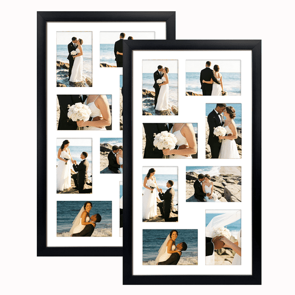 12"x23" Collage Picture Frame with 8 Openings, Holds 4"x6" Photos – Ideal for Gallery Wall Decor