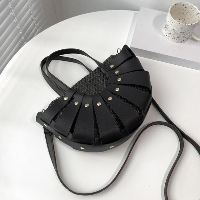 Bolso cruzado de paja tejido a para mujer, bolso de hombro para pya, bolso tejido a Negro Colcomx bolso de paja