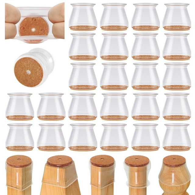 CHOK 32 Pack Square Chair Leg Floor Protectors Rectangle Furniture Pads for Hardwood Floors Furniture Sliders for Chair Legs Silicone Leg Caps Cover (Fit 1.1”-1.5”)