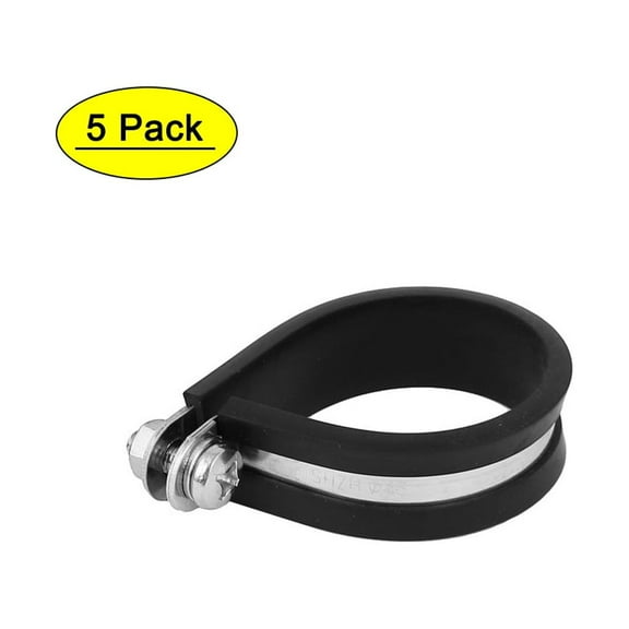 Unique Bargains 45mm 304 Stainless Steel EPDM Rubber Lined P Clips Hose Pipe Clamp 5pcs