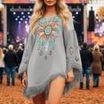 thumbnail image 2 of Women's Vintage Wilderness Loose Dress Long Sleeve Casual Grey S, 2 of 7
