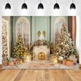 thumbnail image 1 of Fondo de fotografía de chimenea de Navidad, corona de regalo de árbol de Navidad, Fondo de pared de ladrillo blanco, Festival familiar, fiesta, estudio fotográfico, 1 of 4