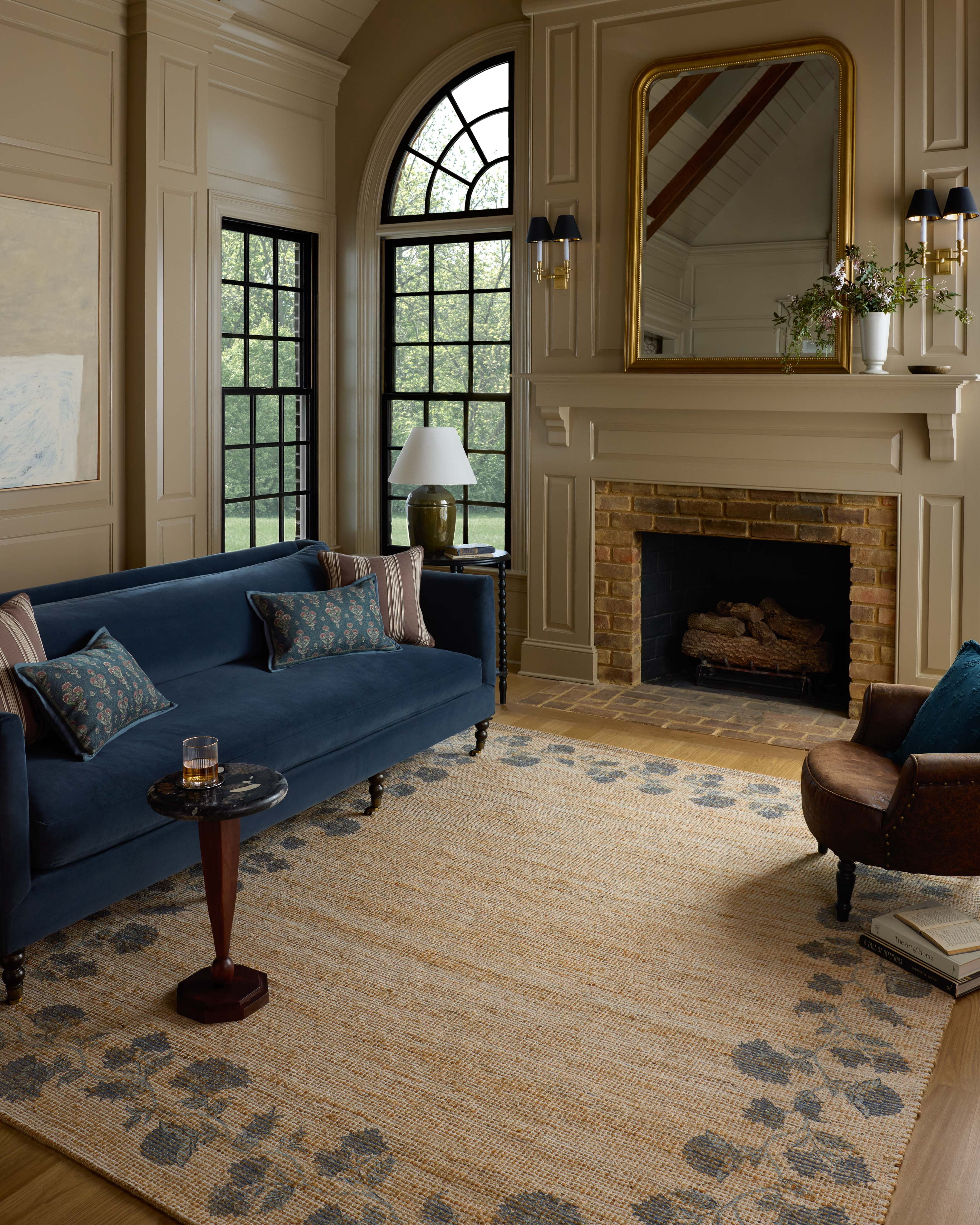 Chris Loves Julia x Loloi Rue Natural / Denim 2'-3" x 3'-9" Accent Rug