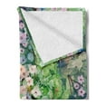 thumbnail image 2 of Flower Soft Flannel Fleece Blanket, Traditional Multicolored Japanese Cherry Blossom Sakura Tree Petals Grass Land Paint, Cozy Plush for Indoor and Outdoor Use, 60" x 80", Pink Green, by Ambesonne, 2 of 5