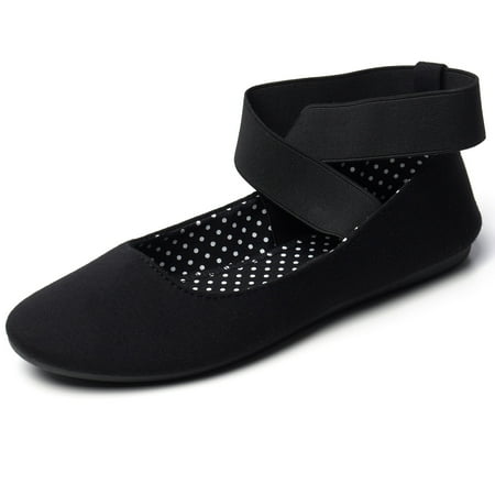 Alpine Swiss Peony Ballet Flats Shoes For Women Elastic Ankle Strap Flats Round Closed-Toe Slip On Loafers Padded for Comfort Runs Small
