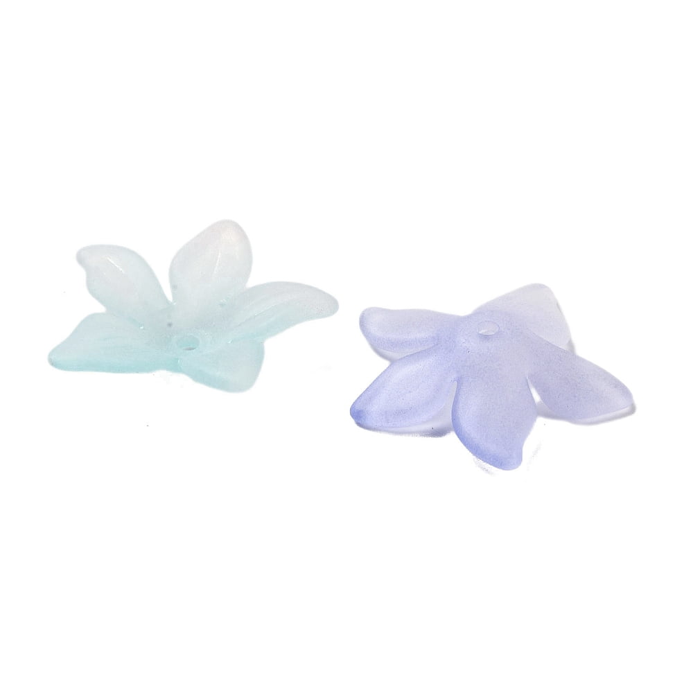 500gs Transparent Acrylic Beads Caps 5-Petal Flower Colorful 24x25.5x5.5mm Hole: 1.5mm 550pcs/500g