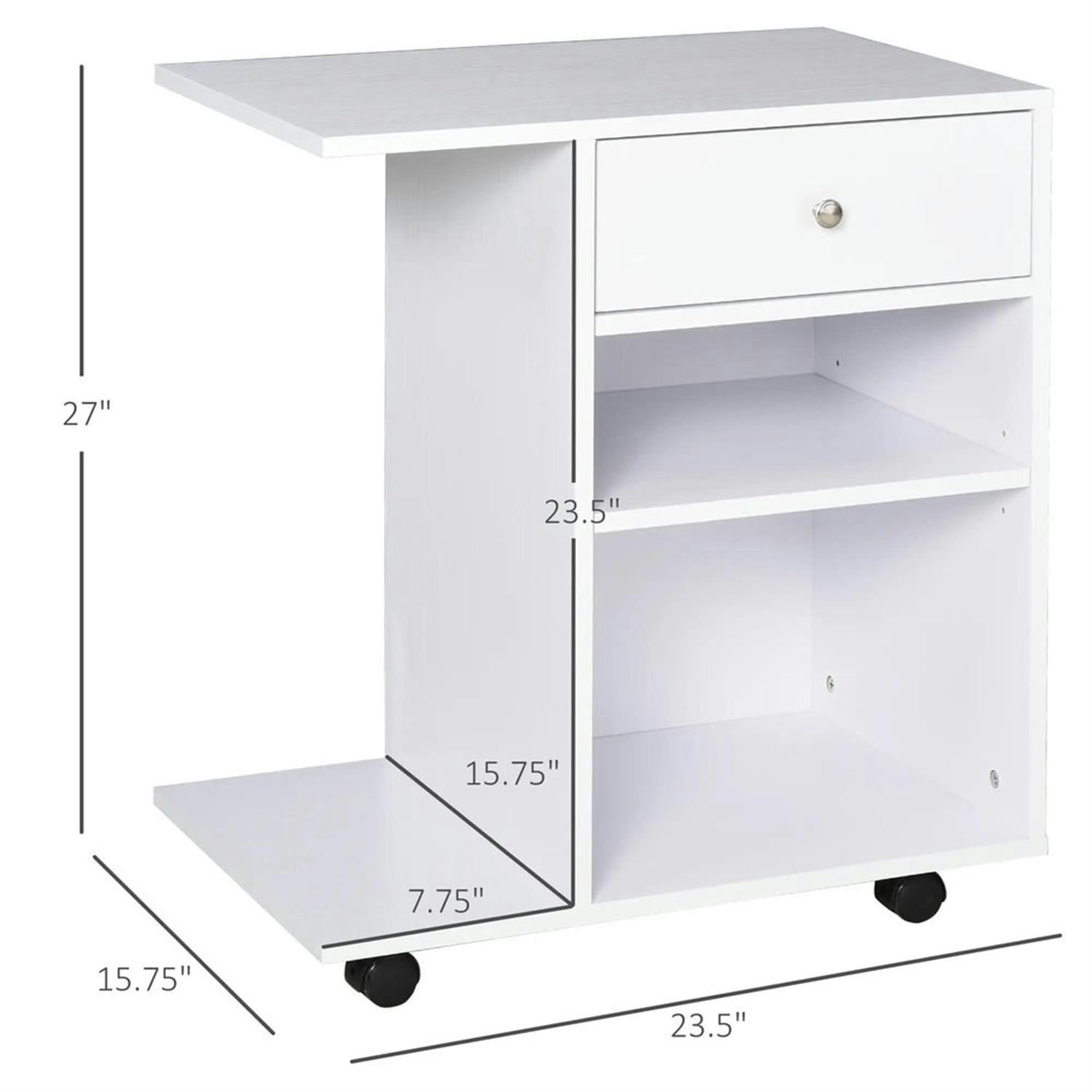 Demi Bonn Rolling Filing Cabinet with Castors, Adjustable Shelf, Drawer and CPU Stand, Modern File Cabinet for Home Office, Printer Stand, White