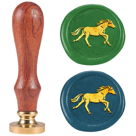 Running Horse Wax Seal Stamp 1" Animal Vintage Sealing Stamps Removable Brass Head Seal Stamp with Wooden Handle