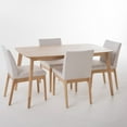 thumbnail image 2 of Noble House Caruso Mid-Century Modern 5 Piece Dining Set, Light Beige and Natural Oak, 2 of 2