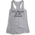 thumbnail image 1 of Too Blessed To Be Stressed Tank Top, Ladies Racerback Tank Top, Cute Saying Tank, Heather Gray, Large, 1 of 3