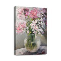Enchanting 12X16inch Pink Flowers Canvas Art Abstract Bouquet in Vase Prints for Teen Girl’s Bedroom. Inspiring Pink Floral Picture Poster, Ideal Bathroom Decor